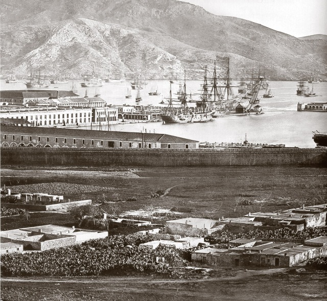 Año 1872. Detalle del Arsenal desde el Barrio de la Concepción.